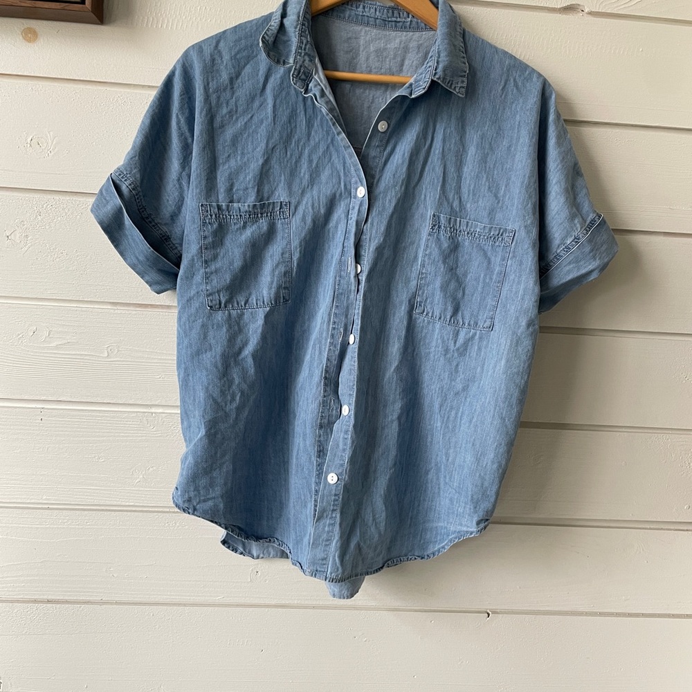Oversized Blue Denim Shirt Button Up